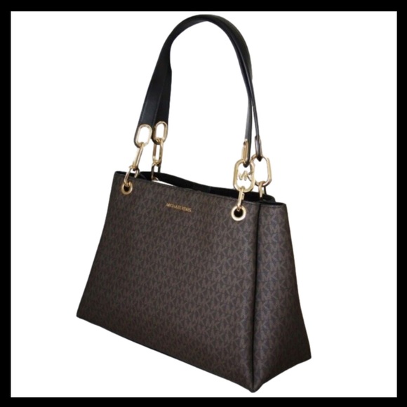 MICHAEL KORS Large Logo Shoulder Bag Color: Brown MK Logo - Picture 4 of 10